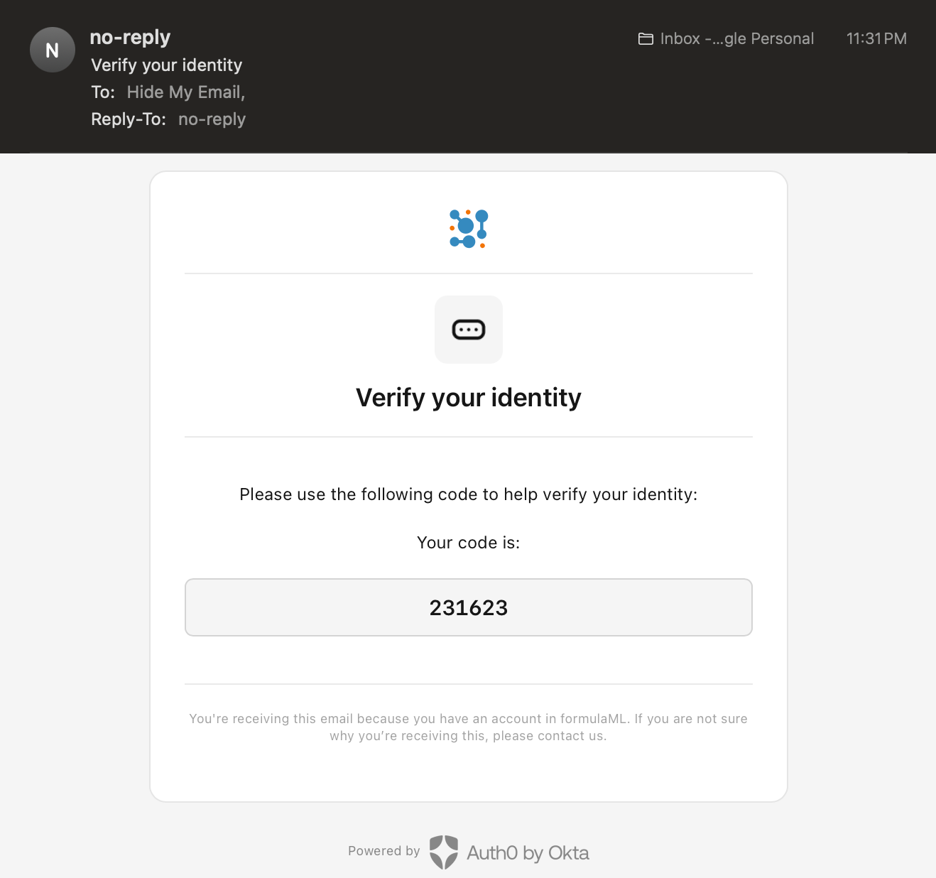 Email verification code